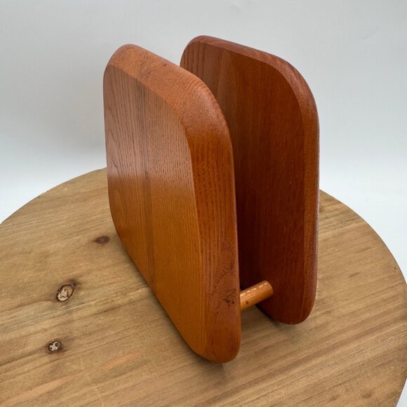 Hand Made Solid Oak Wood Napkin Holder Vintage boho bohemian style vibe light co - Picture 1 of 9